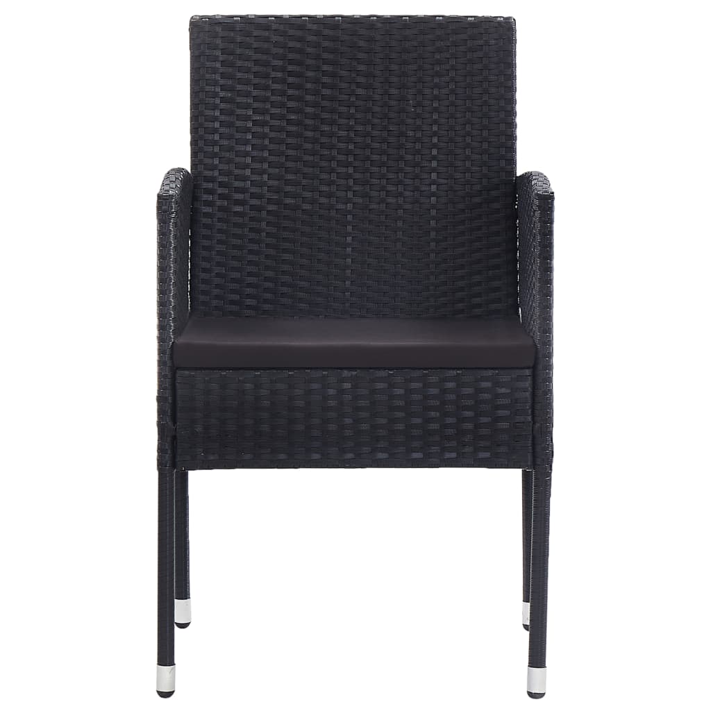5-tlg. Garten-Essgruppe Poly Rattan Schwarz