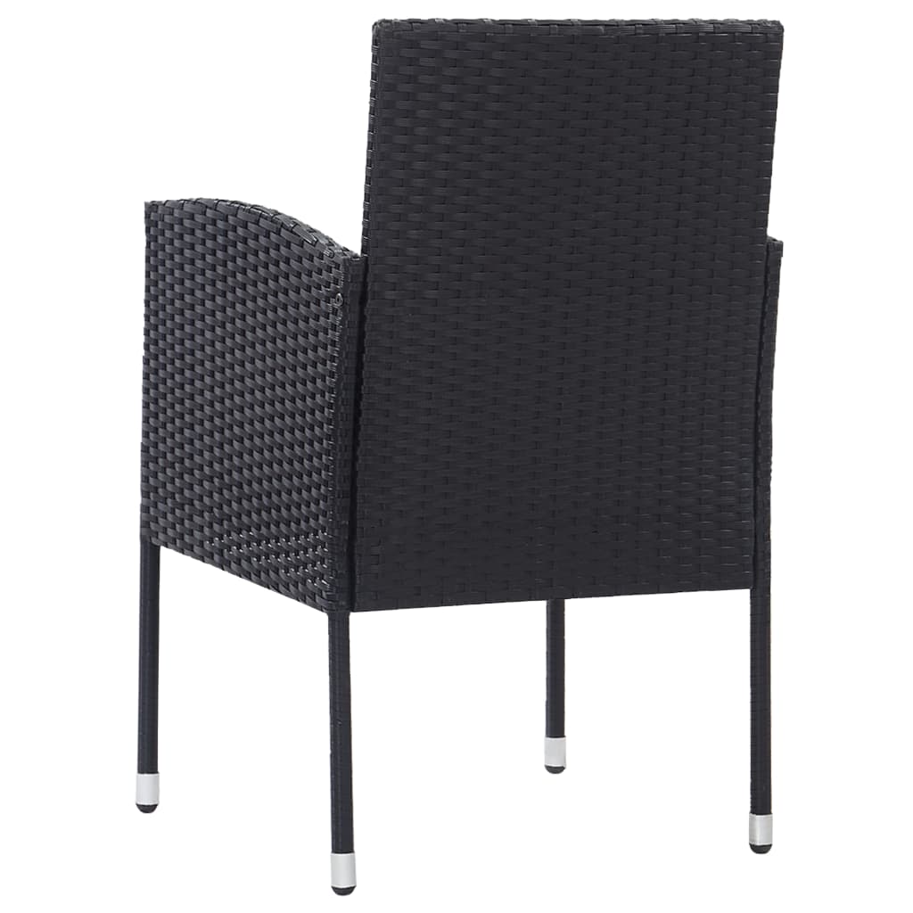 5-tlg. Garten-Essgruppe Poly Rattan Schwarz
