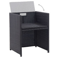 Thumbnail for 15-tlg. Garten-Essgruppe mit Kissen Poly Rattan Schwarz