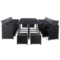 Thumbnail for 15-tlg. Garten-Essgruppe mit Kissen Poly Rattan Schwarz