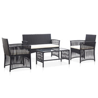 Thumbnail for 4-tlg. Garten-Lounge-Set mit Auflage Poly Rattan Schwarz