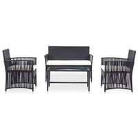 Thumbnail for 4-tlg. Garten-Lounge-Set mit Auflage Poly Rattan Schwarz