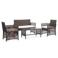Thumbnail for 4-tlg. Garten-Lounge-Set mit Auflage Poly Rattan Braun