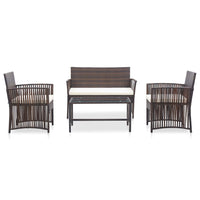 Thumbnail for 4-tlg. Garten-Lounge-Set mit Auflage Poly Rattan Braun