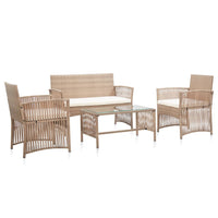 Thumbnail for 4-tlg. Garten-Lounge-Set mit Auflage Poly Rattan Beige