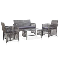 Thumbnail for 4-tlg. Garten-Lounge-Set mit Auflage Poly Rattan Anthrazit
