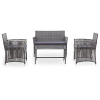 Thumbnail for 4-tlg. Garten-Lounge-Set mit Auflage Poly Rattan Anthrazit