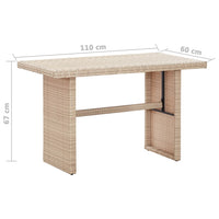 Thumbnail for Gartentisch Beige 110x60x67 cm Poly Rattan