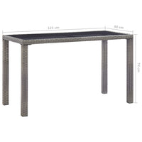 Thumbnail for Gartentisch Anthrazit 123x60x74 cm Poly Rattan