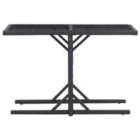 Thumbnail for Gartentisch Schwarz 110×53×72 cm Glas und Poly Rattan