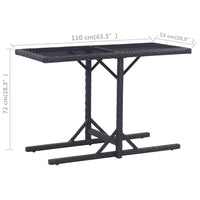 Thumbnail for Gartentisch Schwarz 110×53×72 cm Glas und Poly Rattan