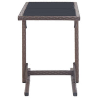 Thumbnail for Gartentisch Braun 110×53×72 cm Glas und Poly Rattan