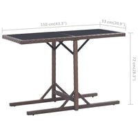 Thumbnail for Gartentisch Braun 110×53×72 cm Glas und Poly Rattan