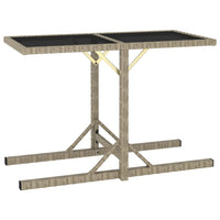 Thumbnail for Gartentisch Beige 110×53×72 cm Glas und Poly Rattan