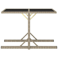 Thumbnail for Gartentisch Beige 110×53×72 cm Glas und Poly Rattan