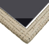 Thumbnail for Gartentisch Beige 110×53×72 cm Glas und Poly Rattan