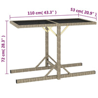 Thumbnail for Gartentisch Beige 110×53×72 cm Glas und Poly Rattan