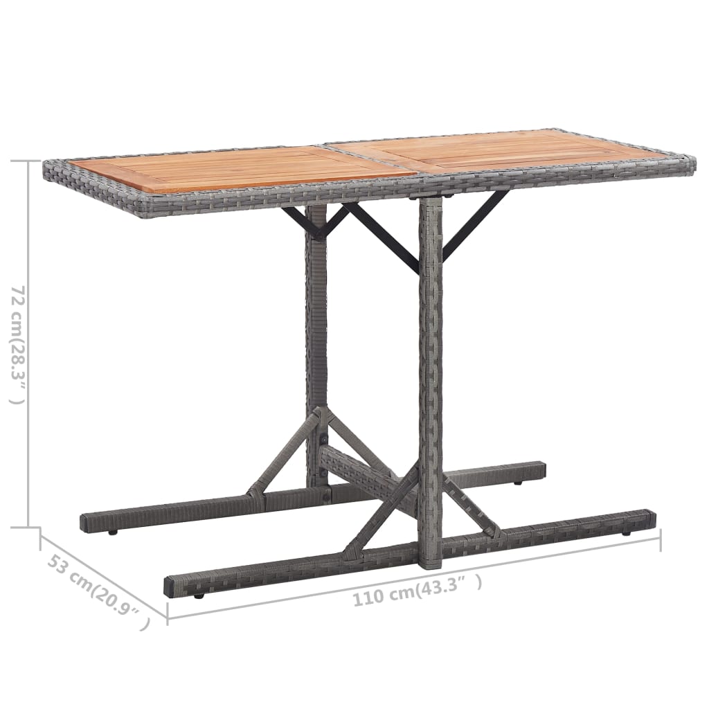 Gartentisch Anthrazit Poly Rattan und Massivholz Akazie