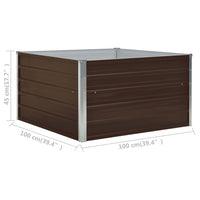 Thumbnail for Hochbeet 100 x 100 x 45 cm Verzinkter Stahl Braun