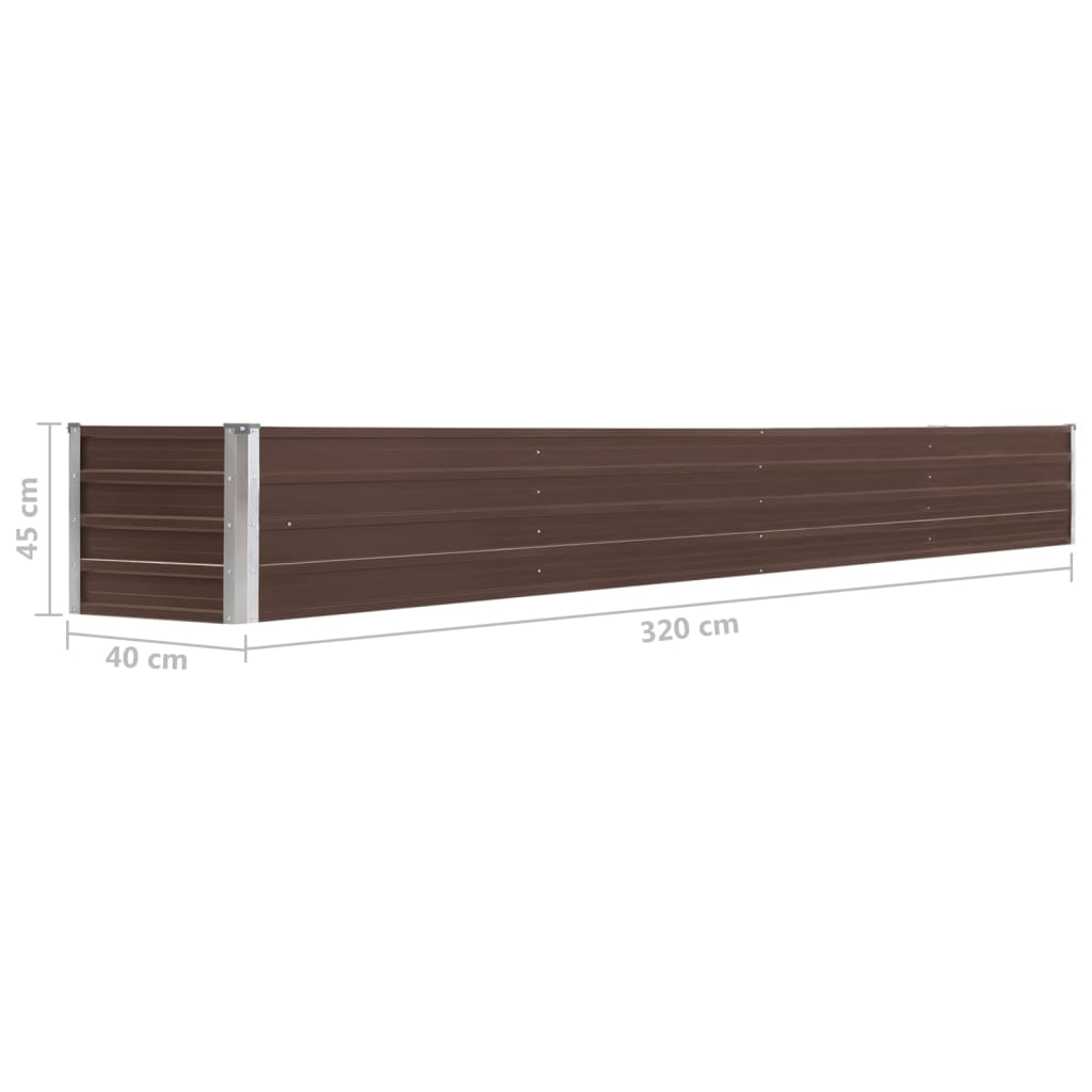 Garten-Hochbeet Verzinkter Stahl 320×40×45 cm Braun