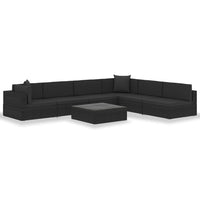 Thumbnail for 7-tlg. Garten-Lounge-Set Schwarz mit Auflagen Poly Rattan