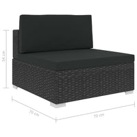 Thumbnail for 7-tlg. Garten-Lounge-Set Schwarz mit Auflagen Poly Rattan