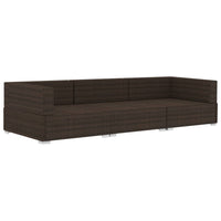 Thumbnail for 3-tlg. Garten-Sofagarnitur mit Auflagen Poly Rattan Braun