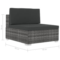 Thumbnail for 3-tlg. Garten-Sofagarnitur mit Auflagen Poly Rattan Grau