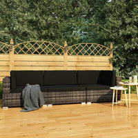 Thumbnail for 3-tlg. Garten-Sofagarnitur mit Auflagen Poly Rattan Grau
