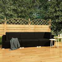 Thumbnail for 3-tlg. Garten-Sofagarnitur mit Auflagen Poly Rattan Schwarz