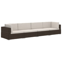 Thumbnail for 4-tlg. Garten-Sofagarnitur mit Auflagen Poly Rattan Braun