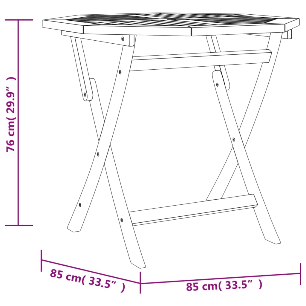 Klappbarer Gartentisch 85x85x76 cm Teak Massivholz