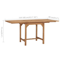 Thumbnail for Gartentisch Ausziehbar (110-160)x80x75 cm Massivholz Teak