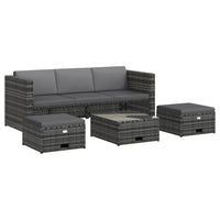 Thumbnail for 4-tlg. Garten-Lounge-Set mit Auflagen Poly Rattan Grau