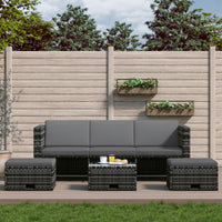 Thumbnail for 4-tlg. Garten-Lounge-Set mit Auflagen Poly Rattan Grau
