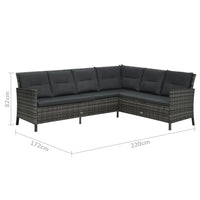 Thumbnail for 4-tlg. Garten-Lounge-Set mit Kissen Poly Rattan Grau