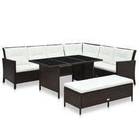 Thumbnail for 3-tlg. Garten-Lounge-Set mit Auflagen Poly Rattan Braun