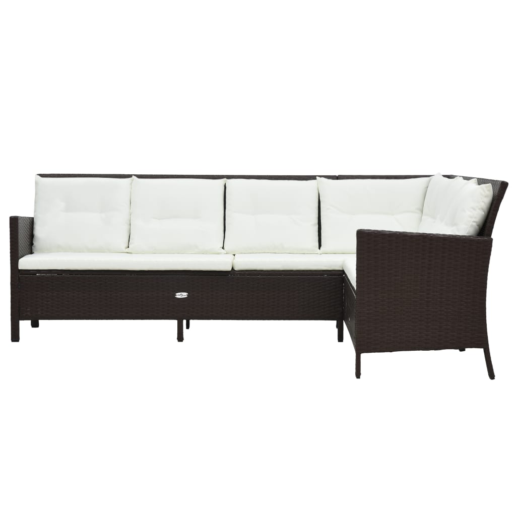 3-tlg. Garten-Lounge-Set mit Auflagen Poly Rattan Braun
