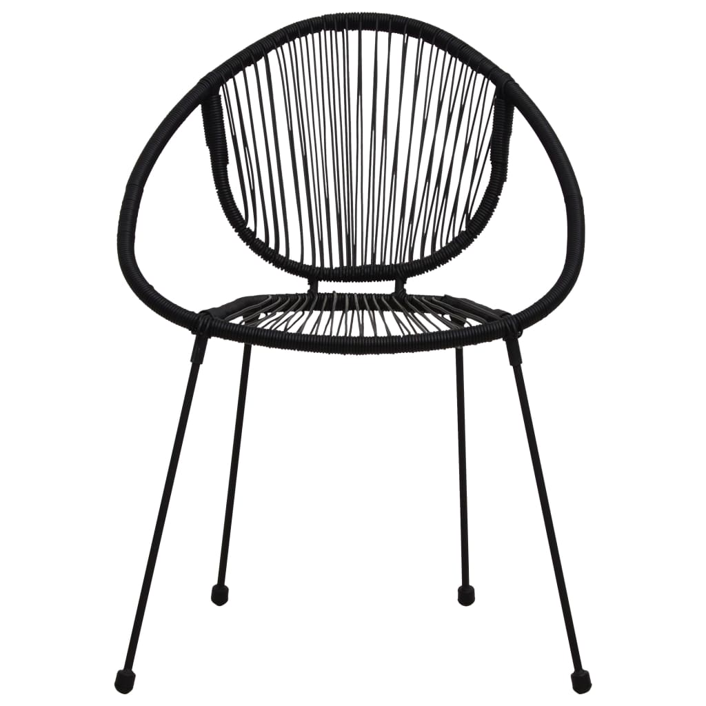 3-tlg. Bistro-Set PVC Rattan Schwarz