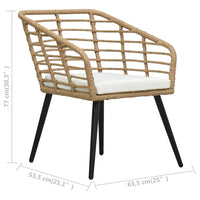Thumbnail for 3-tlg. Bistro-Set Poly Rattan Eiche