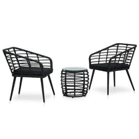 Thumbnail for 3-tlg. Bistro-Set Poly Rattan Schwarz