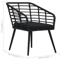 Thumbnail for 3-tlg. Bistro-Set Poly Rattan Schwarz