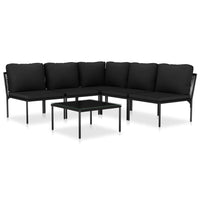 Thumbnail for 6-tlg. Garten-Lounge-Set mit Auflagen Schwarz PVC