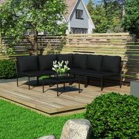 Thumbnail for 6-tlg. Garten-Lounge-Set mit Auflagen Schwarz PVC