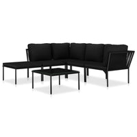 Thumbnail for 6-tlg. Garten-Lounge-Set mit Kissen Schwarz PVC