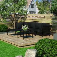 Thumbnail for 6-tlg. Garten-Lounge-Set mit Kissen Schwarz PVC