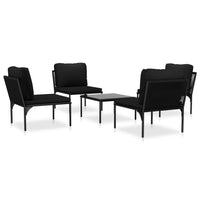 Thumbnail for 5-tlg. Garten-Lounge-Set mit Auflagen Schwarz PVC
