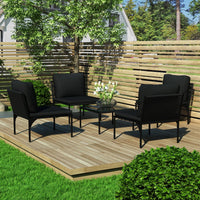 Thumbnail for 5-tlg. Garten-Lounge-Set mit Auflagen Schwarz PVC