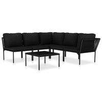 Thumbnail for 6-tlg. Garten-Lounge-Set mit Auflagen Schwarz PVC