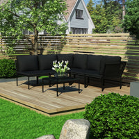 Thumbnail for 6-tlg. Garten-Lounge-Set mit Auflagen Schwarz PVC